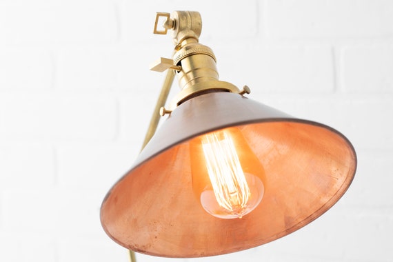 Copper Shade Table Lamp Swing Arm Lamp Modern Desk Lamp Rustic Copper Farmhouse Lighting Nightstand Lamp Bedside Lamp