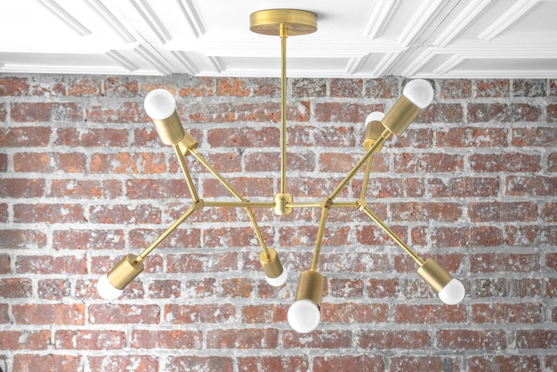 Geometric Lamp Modern Brass Chandelier Ceiling Fixture Gold Chandeliers Model No. 5056 image 4