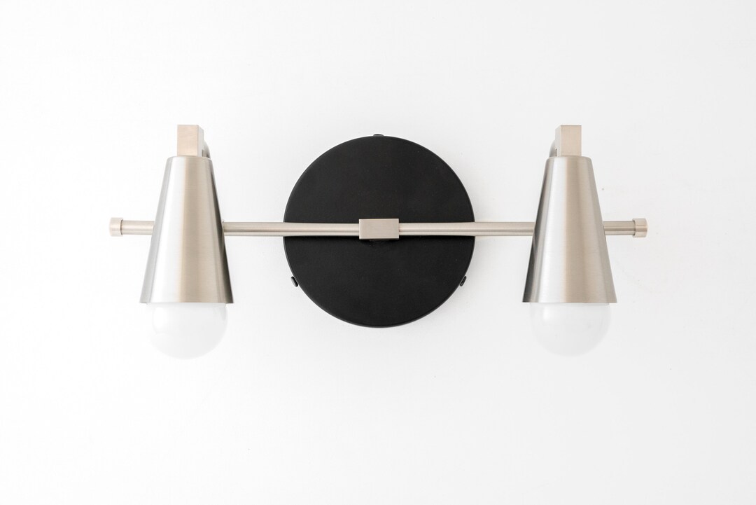 Brushed Nickel Black Vanity Light Bathroom Vanity Modern - Etsy