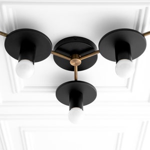 Geometric Lighting Mod Lighting Semi Flush Light Ceiling Light Dining Room Light Model No. 9526 Black/Antique Brass