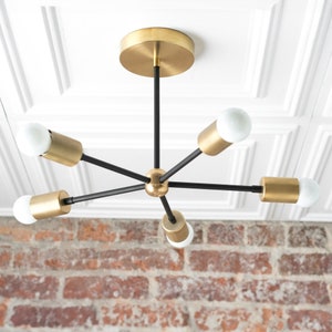 Chandelier Lighting - Gold Ceiling Lamp - Geometric Fixtures - Sputnik Light - Mid Century Lamp - Model No. 6652