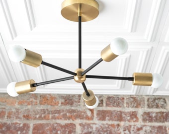 Chandelier Lighting - Gold Ceiling Lamp - Geometric Fixtures - Sputnik Light - Mid Century Lamp - Model No. 6652