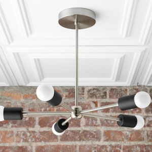 Brushed Nickel Ceiling Light Industrial Chandelier Geometric Light Fixtures Mid Century Modern Modern Lighting Model No. 6652 image 2