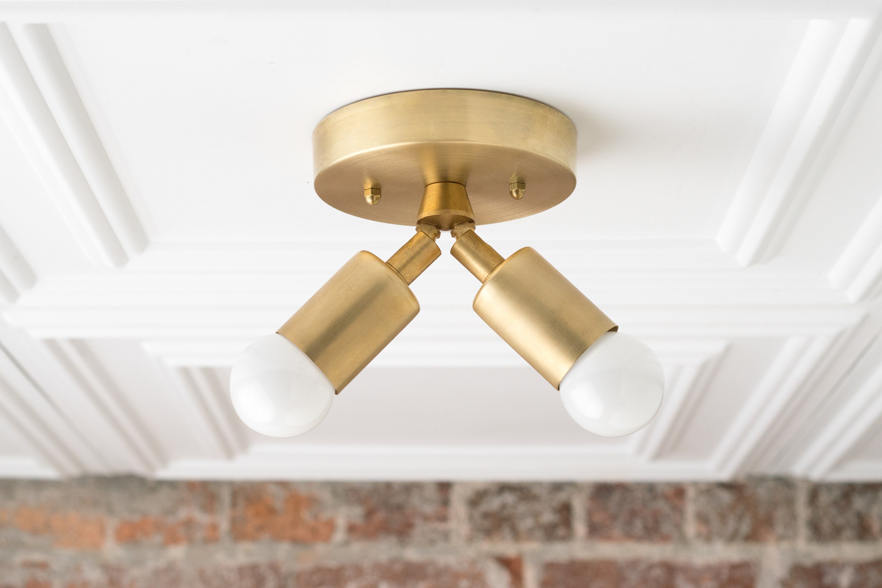 Modern Ceiling Lamp Minimalist Light Flush Fixture Gold Brass Mid Century Lighting