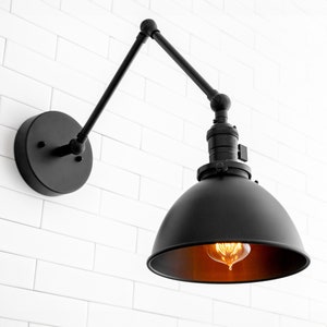 Matte Black Shade - Articulating Sconce - Light Fixture - Wall Lights - Rustic Lighting - Model No. 2560