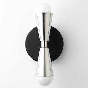 Sconce Lighting Cone Wall Sconce Polished Nickel Simple Modern Sconce Light Fixture Model No. 4717 Black/Pol. Nickel