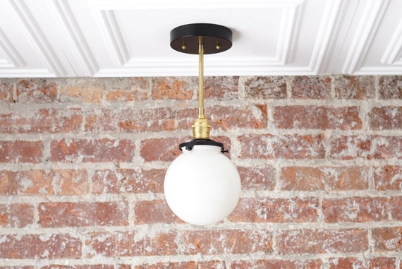 Semi Flush Fixture Globe Lamp Modern Pendant Light Gold Ceiling Light Brass Pendant Light
