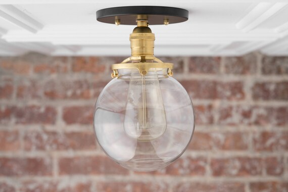 Simple globe semi flush mount deals