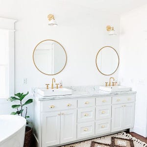 Brushed Nickel Sconce - Industrial Sconce - White Wall Light - White Nickel Light - Modern Sconce - White Bucket Light - Model No. 7026 image 7