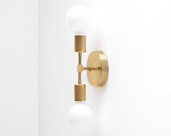 Gold Wall Sconce - Modern Wall Lamp -  Industrial Light - Bare Bulb Sconce - Vanity Lighting - Bathroom Fixture - Model No. 5301