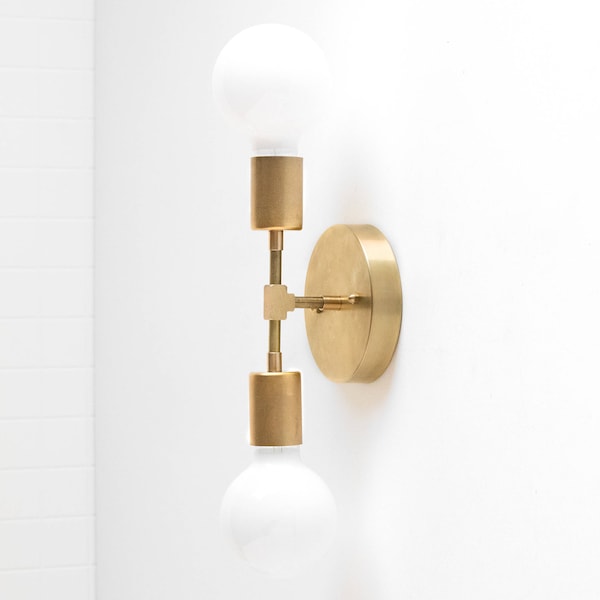 Gold Wall Sconce - Modern Wall Lamp -  Industrial Light - Bare Bulb Sconce - Vanity Lighting - Bathroom Fixture - Model No. 5301