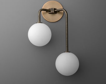 Sconce Light-Modern Wall Sconce-brass globe lamp-Double Globe Light - Model No. 3996