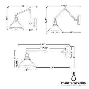 Swing Arm Sconce - Copper Shade - Wall Lamps - Farmhouse Lighting - Bedside Lamp - Rustic Lighting - Model No. 6668 image 11