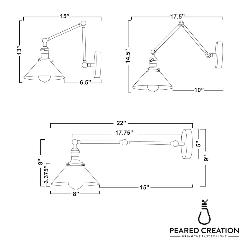 Swing Arm Sconce - Copper Shade - Wall Lamps - Farmhouse Lighting - Bedside Lamp - Rustic Lighting - Model No. 6668 image 11