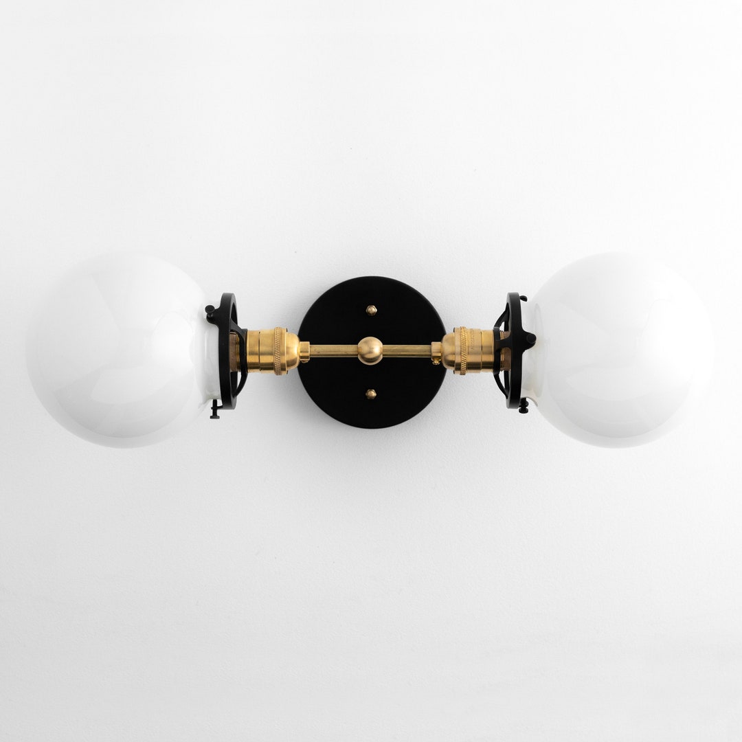 White Globe Vanity Light Hallway Lighting Vanity Light Bathroom Lighting Art Deco Lighting Globe