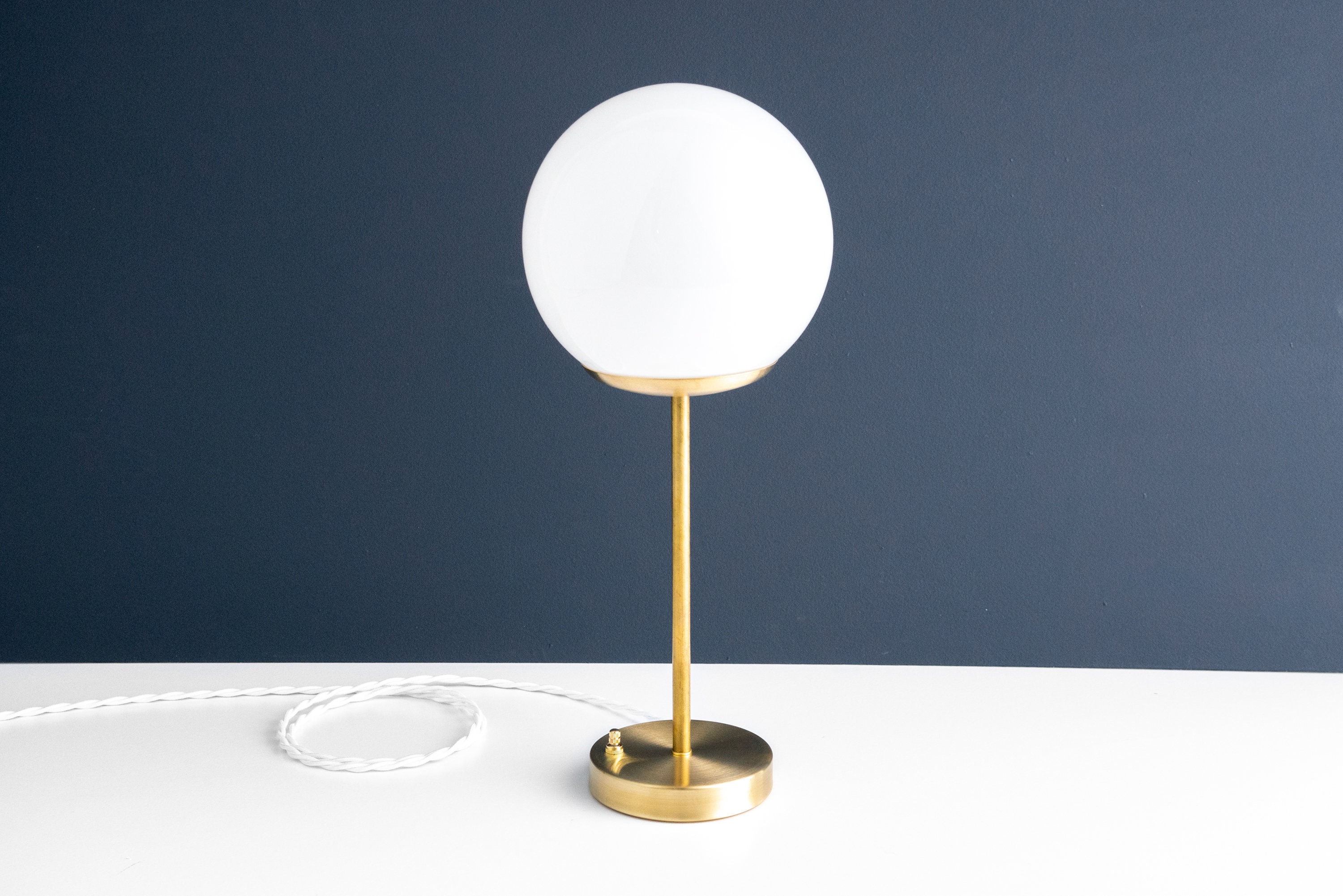 White Globe Table Lamp Mid Century Lamp Modern Lighting Etsy
