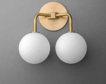 Sconce Light-Brass Wall Sconce-Double Globe Lamp-Modern Wall Light - Model No. 2532