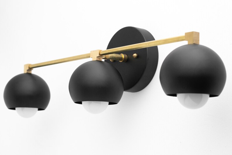Mid Century Vanity Multi Light Black Vanity 3 Dome Etsy