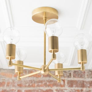 Brass Chandeliers - Gold Ceiling Light - Geometric Fixture - Mid Century Modern Lights - Model No. 7098