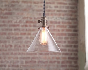 Modern Pendant Light - Glass Shade - Hanging Light - Plug In Pendant - Ceiling Light - Model No. 2993