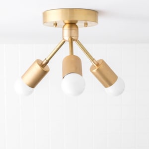 Modern Ceiling Light - Brass Fixture - Semi Flush Lamp - Minimalist Lighting - Model No. 6885