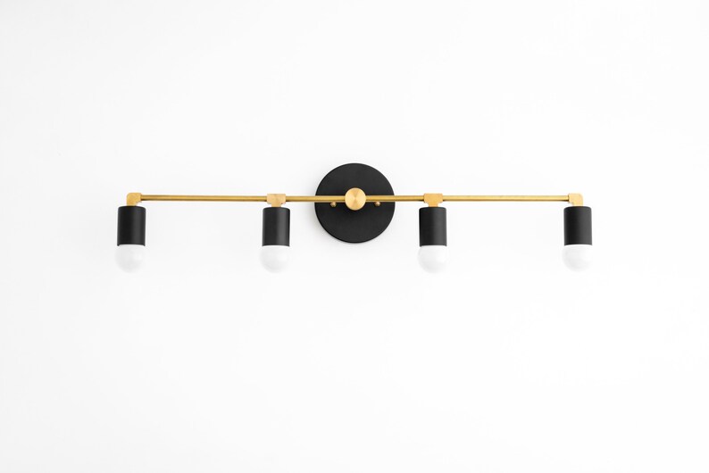 Brass Vanity Lamp Long Vanity Light 4 Bulb Bathroom Etsy