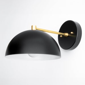 8 Inch Black Dome Sconce - Modern Lighting - Wall Light Fixture - Model No. 2846