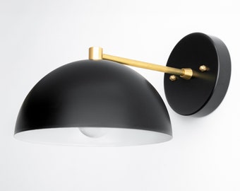 8 Inch Black Dome Sconce - Modern Lighting - Wall Light Fixture - Model No. 2846