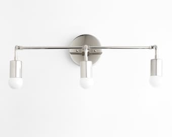 Mid Century Modern - 3 Bulb Vanity Light - Minimalist Vanity - Light Fixture - Bathroom Lighting - Wall Light - Model No. 6866