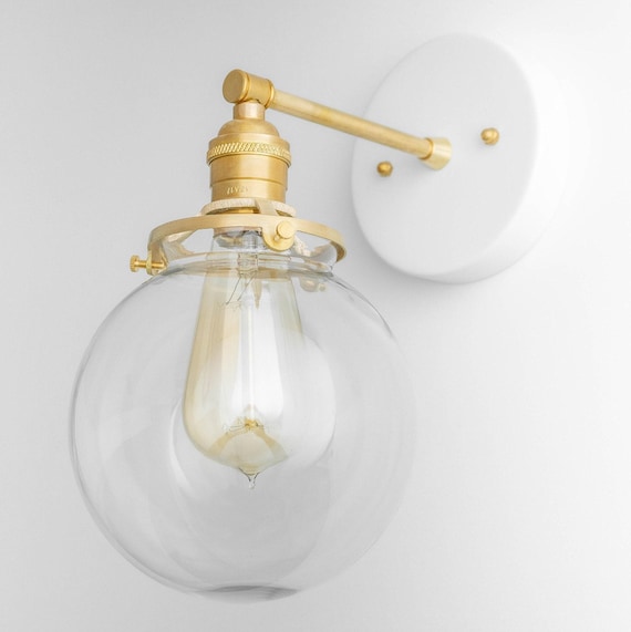 Globe Sconce - Bathroom Light  -  Edison Wall Light - Brass Fixture - Sconce Wall Lamp - Model No. 5456