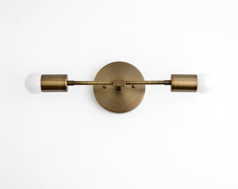 Antique Brass Bathroom Lights - Modern Vanity Lighting - Minimalist Light Fixture - Bathroom Lighting - Model No. 5563