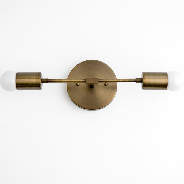 Antique Brass Bathroom Lights - Modern Vanity Lighting - Minimalist Light Fixture - Bathroom Lighting - Model No. 5563