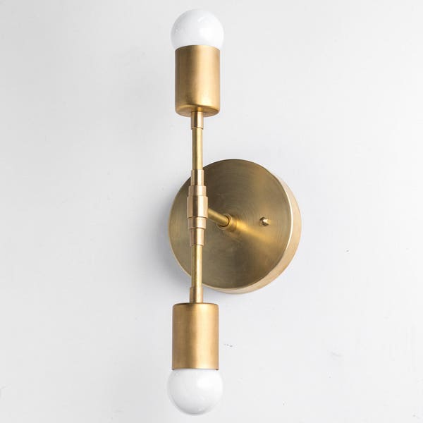 Gold Sconce Light - Brass Wall Light - Mid Century Sconce - Modern Gold Fixture - Brass Sconce - Model No. 7981