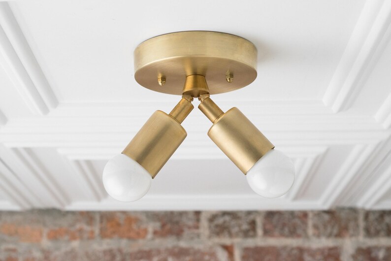 Modern Ceiling Lamp - Minimalist Light - Flush Fixture - Gold Brass Light - Mid Century Lighting - Model No. 6617 Bild 3