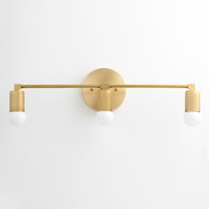 Vanity Light Fixture - Multi Light - 3 Bulb - Mid Century Light - Mirror Light - Makeup Light - Raw Brass - Bathroom Light - Model No. 7591