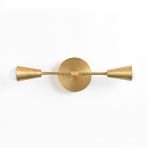 Gold Vanity Lamp - Bathroom Lighting - Mid Century Sconce - Brass Wall Lights - Industrial Modern - Raw Brass - Model No. 3209
