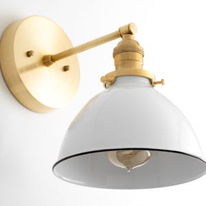 Aplique industrial - Lámpara de pared para baño - Aplique blanco - Estructura de latón - Lámpara de pasillo - Modelo n.° 7026 imagen 7