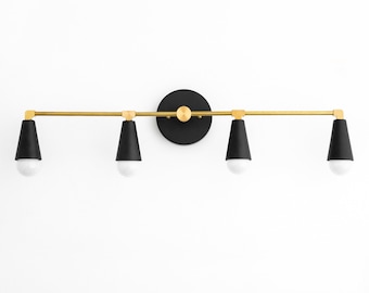 Vanity Light - Bath Vanity Light - Wall Lamp - Brass Black Light - Mod Lighting - Mid Century Vanity - Model No. 5773