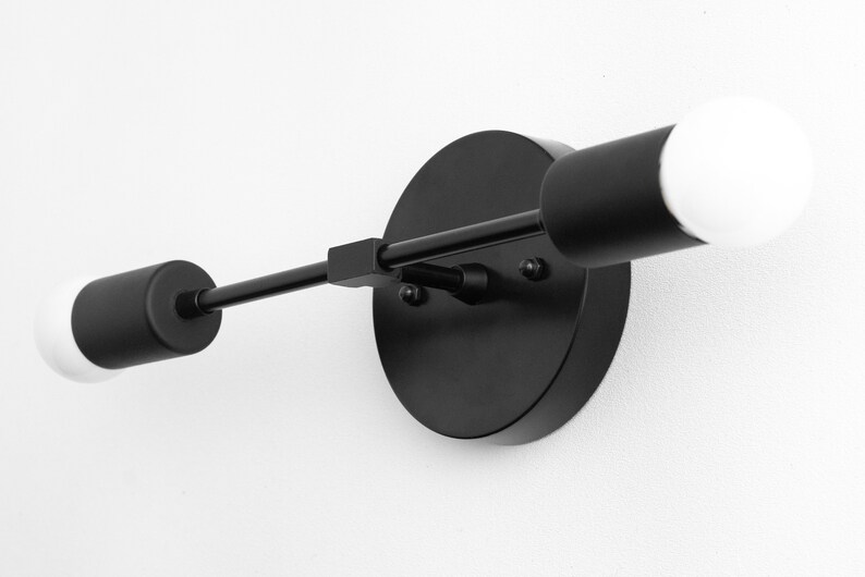 Black Vanity Light Mid Century Sconce Black Modern Light Etsy