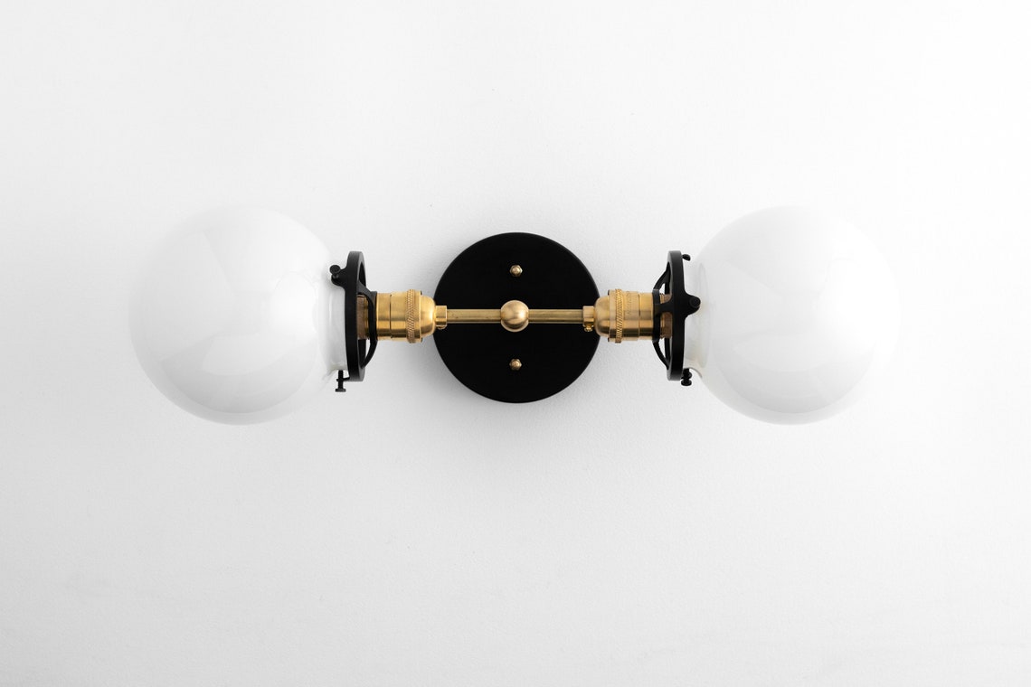 White Globe Vanity Light Hallway Lighting Vanity Light Etsy