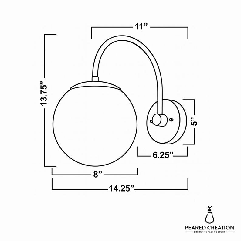 Sconce Light-Modern Wall Light-Brass Wall Lamp-Opal Glass Globe - Model No. 2947 image 6