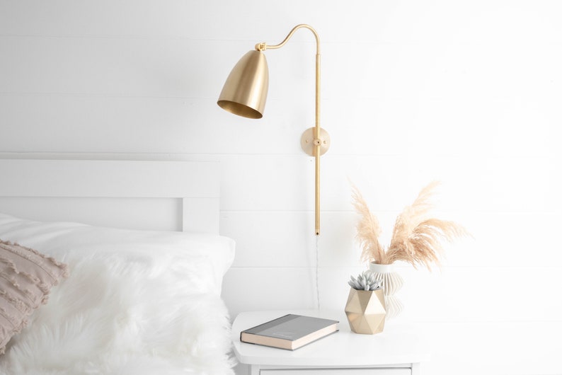 Bedside Light Plug In Wall Sconce Brass Sconce Sconce Lighting Wall Sconce Modern Lighting Model No. 7896 image 3