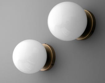 Sconce Light-Opal Glass Sconce-Brass Wall Light-Modern Wall Lamp - Model No. 5928