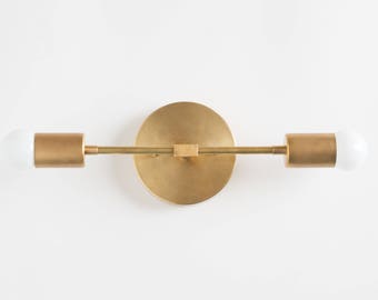 Bathroom Lights - Vanity Lighting - Mid Century Modern - Brass Vanity - Bathroom Lighting - Gold Sconce