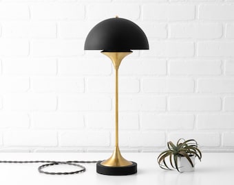 Mid Century Lighting - Dome Shade Lamp - Table Lamp - Unfinished Brass Light - Model No. 3643