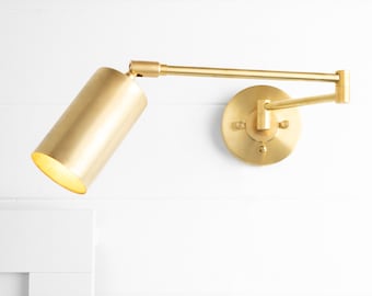 Swing Arm Light - Brass Wall Sconce - Hardwire or Plug In Light Fixture - Model No. 2338