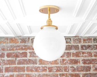 8" Opal Globe - Hanging Fixture -  Ceiling Light - Semi-Flush - Model No. 8818