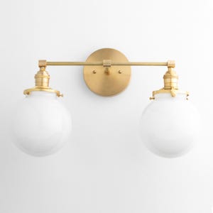 Bathroom Vanity Light - Modern Vanity Fixture - Globe Lights - Opal Glass - Model No. 8207