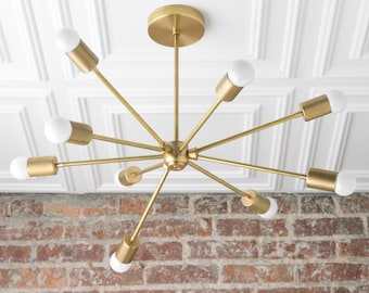 Sputnik Chandelier - Brass Light Fixture - Modern Ceiling Lamp - Model No. 7788