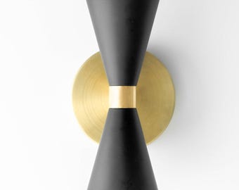 Black Sconce - Large Cone Geometric Sconce - Lighting Fixtures - Light Fixture - Lighting Fixture - Hallway Lighting - Model No. 3531